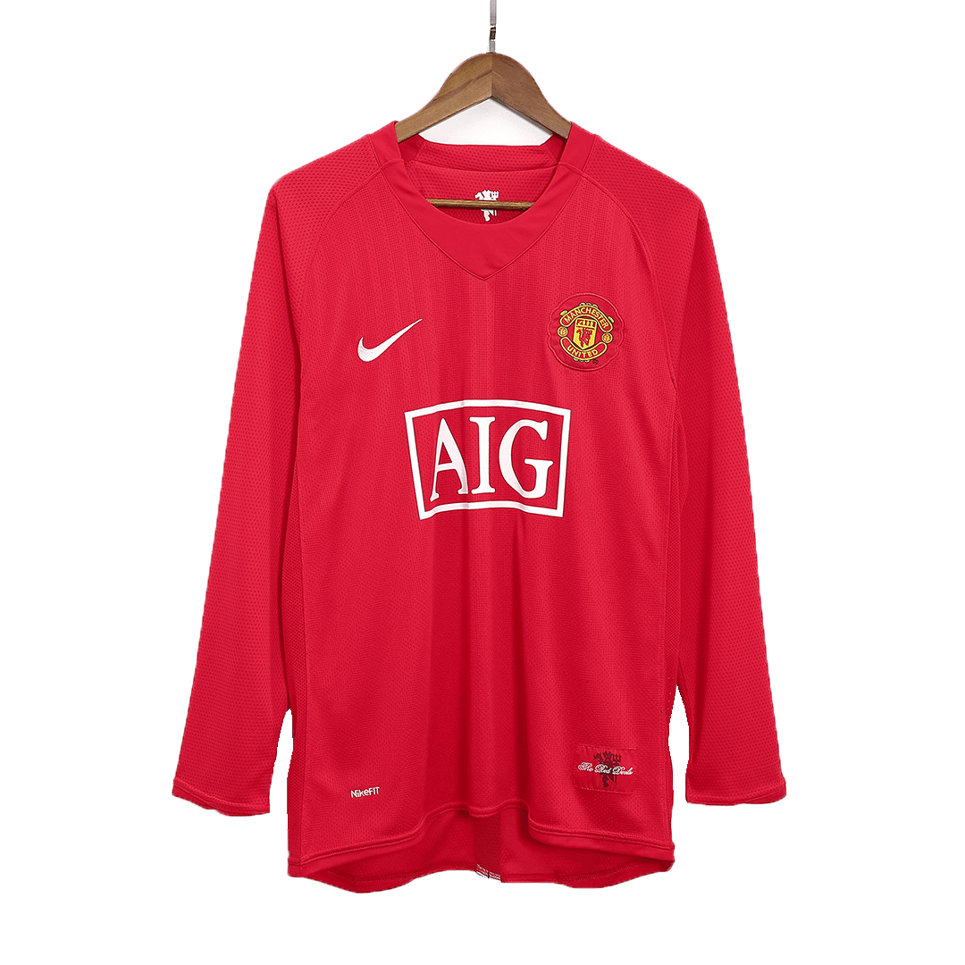 Tricouri Fotbal Vintage Manchester United ROONEY #10 Acasă 2007/08 Mânecă Lungă