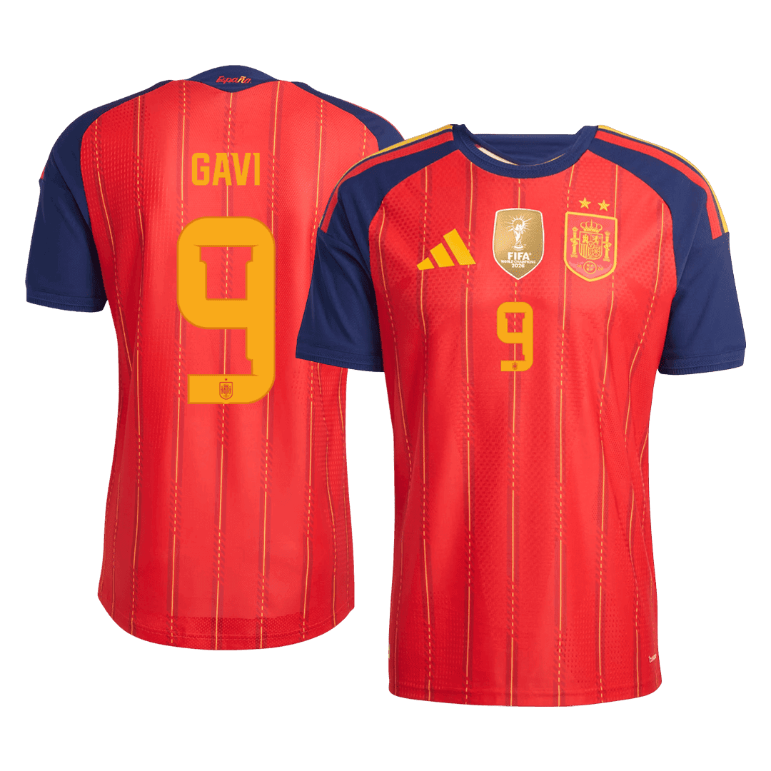 Tricouri Fotbal Spania GAVI #9 Acasă Cupa Mondială 2026 Authentic - Champion Edition