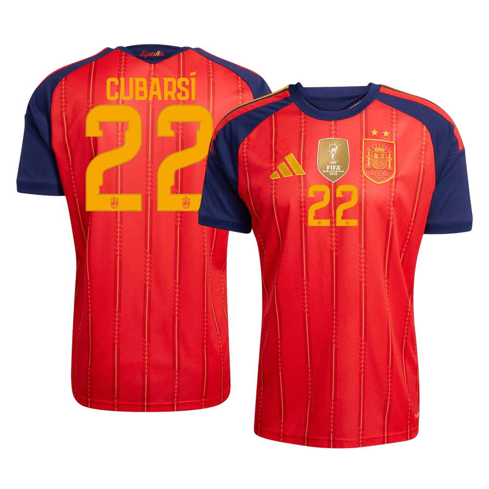Tricouri Fotbal Spania CUBARSÍ #22 Acasă Cupa Mondială 2026 - Champion Edition