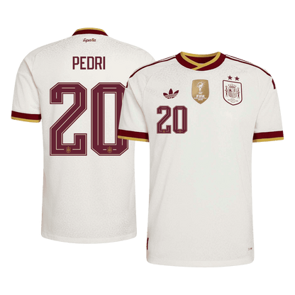 Tricouri Fotbal Spania PEDRI #20 Deplasare Cupa Mondială 2026 Authentic - Champion Edition