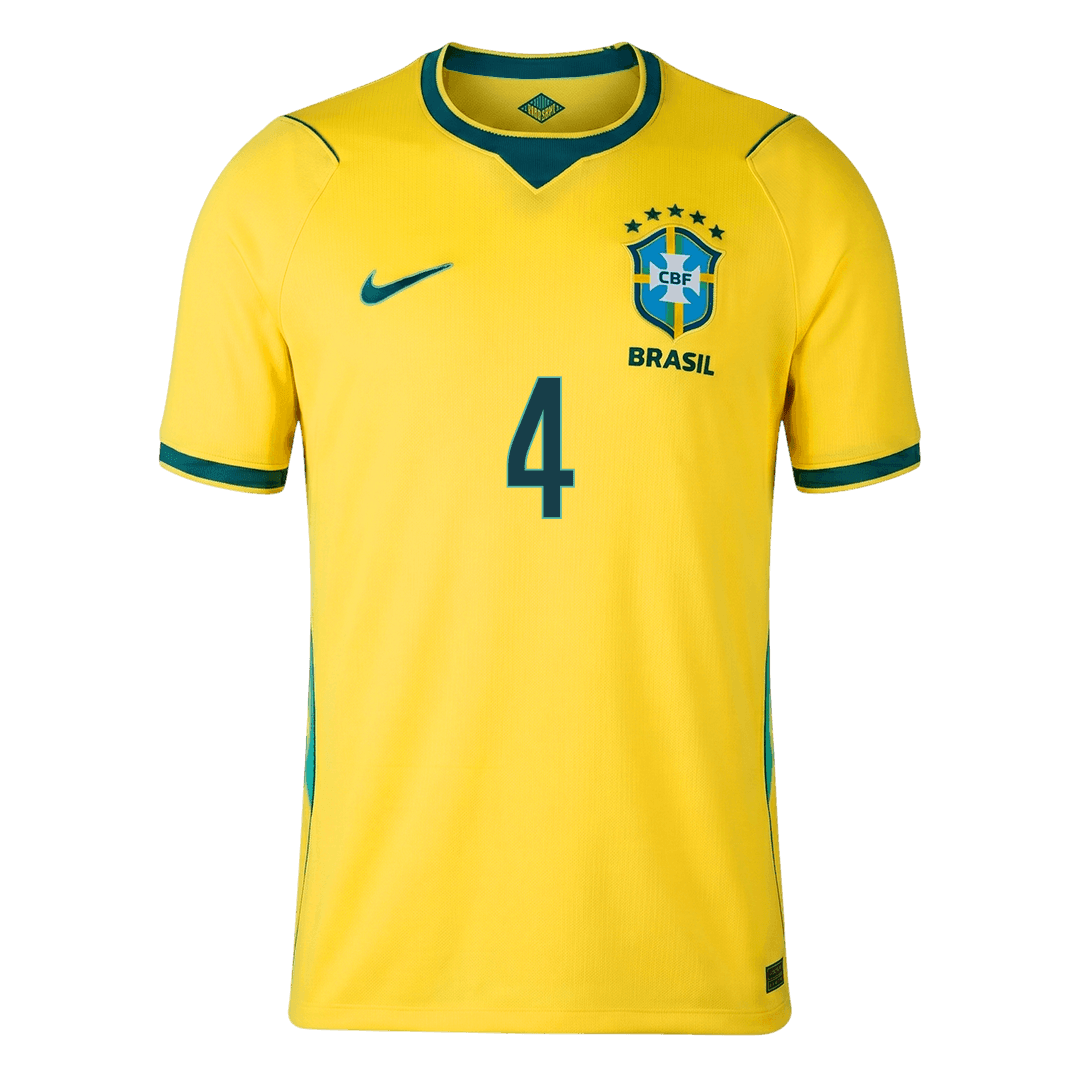 Tricouri Fotbal Brazilia MARQUINHOS #4 Acasă Cupa Mondială 2026 - Premium