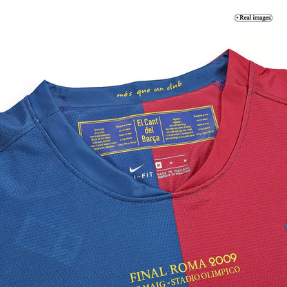 Tricouri Fotbal Vintage Barcelona Acasă 2008/09 Mânecă Lungă - UCL Final