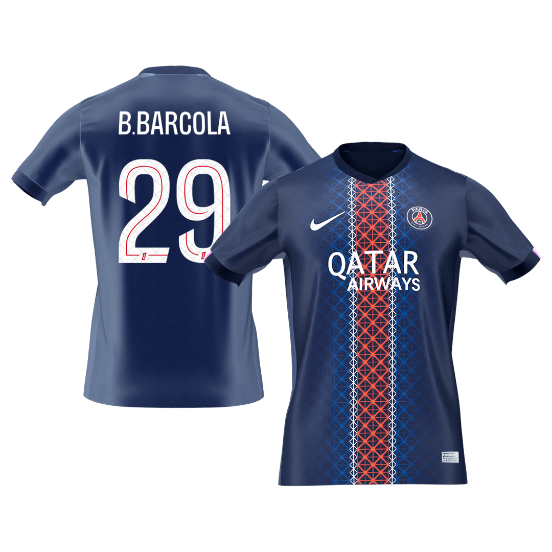 Tricouri Fotbal PSG B.BARCOLA #29 Acasă 2025/26 - Premium (mărime mare)