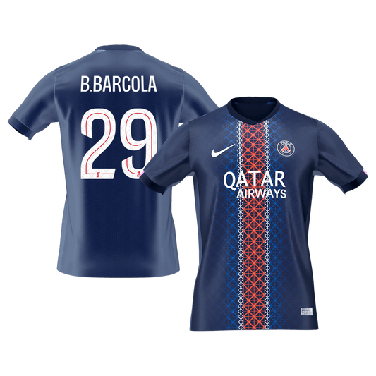 Tricouri Fotbal PSG B.BARCOLA #29 Acasă 2025/26 - Premium (mărime mare)