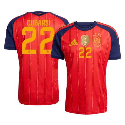 Tricouri Fotbal Spania CUBARSÍ #22 Acasă Cupa Mondială 2026 Authentic - Champion Edition