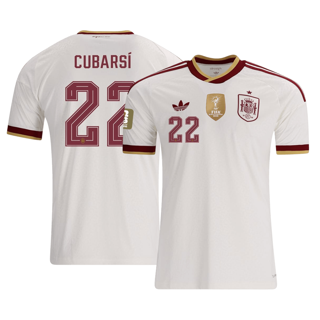 Tricouri Fotbal Spania CUBARSÍ #22 Deplasare Cupa Mondială 2026 - Champion Edition
