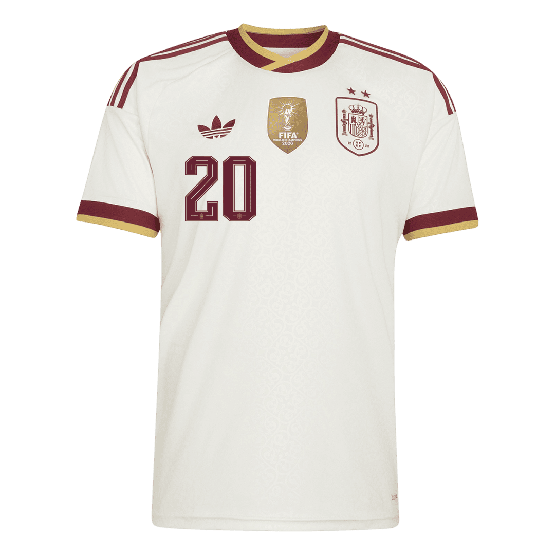 Tricouri Fotbal Spania PEDRI #20 Deplasare Cupa Mondială 2026 - Champion Edition