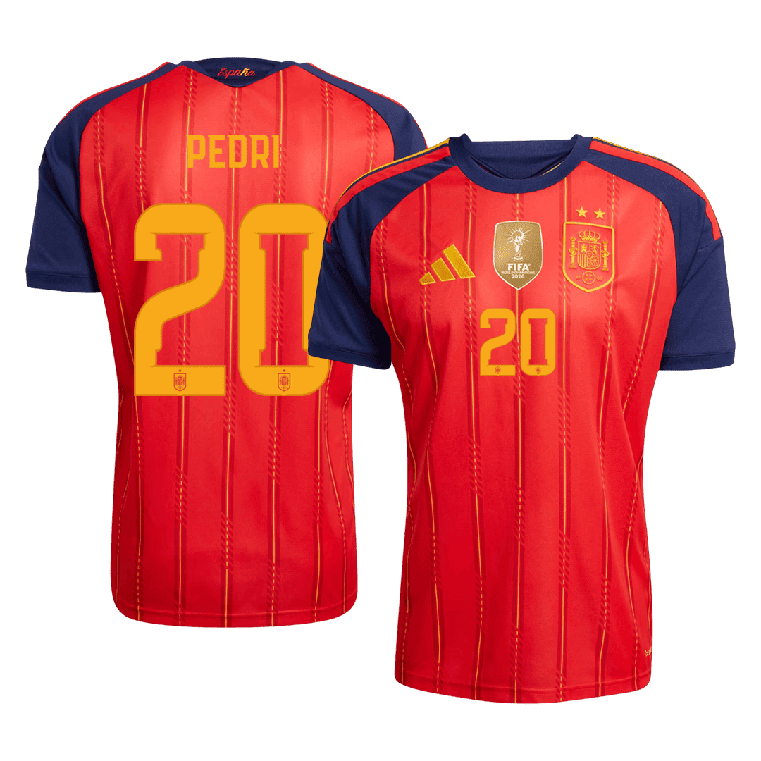Tricouri Fotbal Spania PEDRI #20 Acasă Cupa Mondială 2026 - Champion Edition
