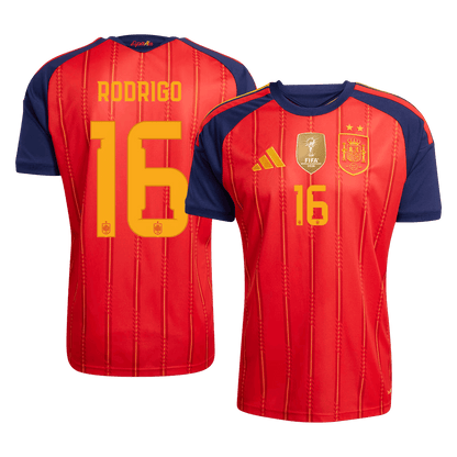 Tricouri Fotbal Spania RODRIGO #16 Acasă Cupa Mondială 2026 Authentic - Champion Edition