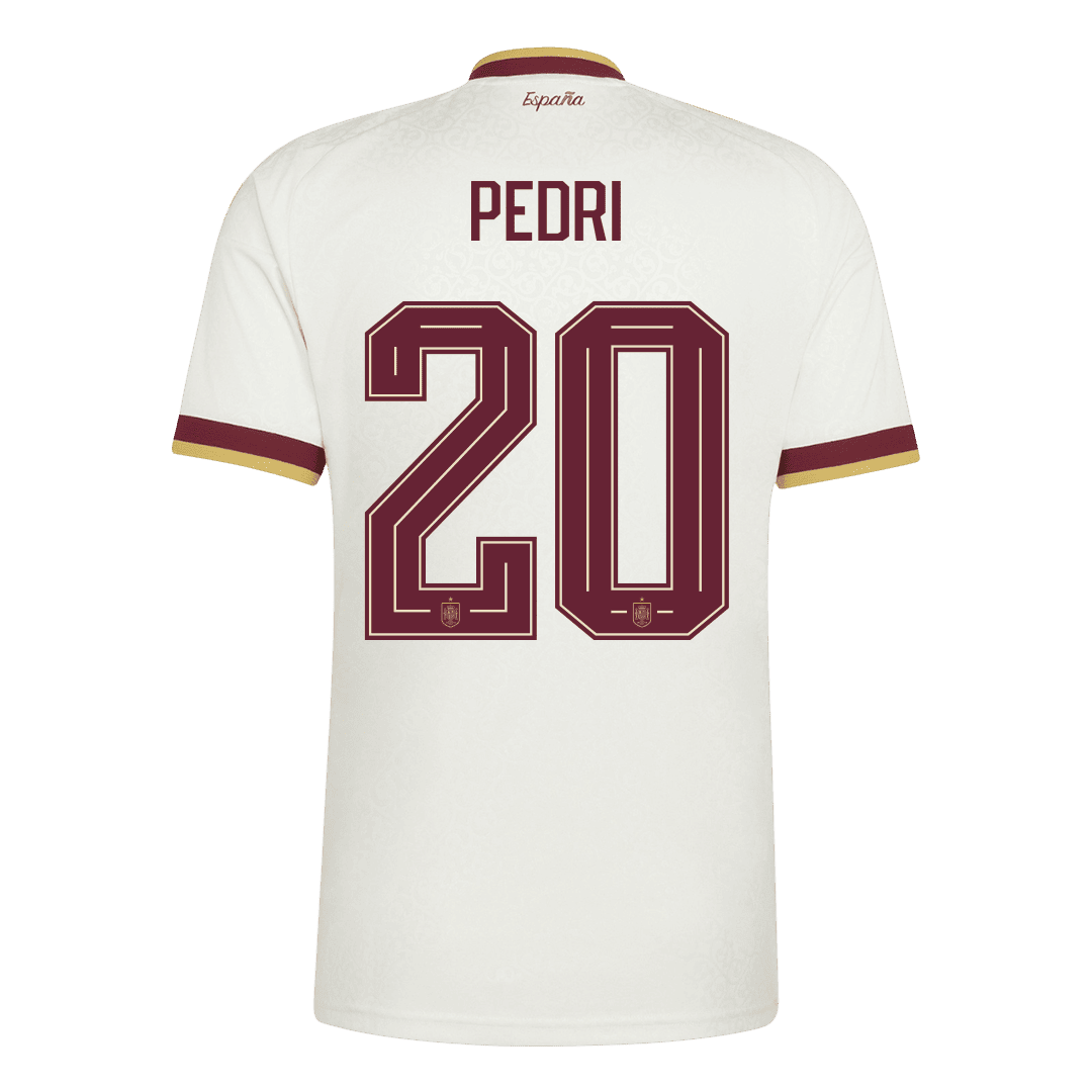 Tricouri Fotbal Spania PEDRI #20 Deplasare Cupa Mondială 2026 - Champion Edition