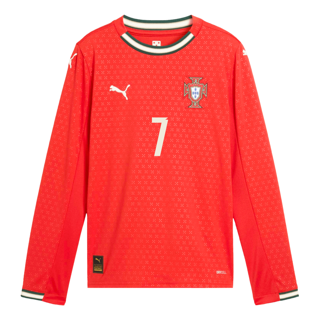 Tricouri Fotbal Portugalia RONALDO #7 Acasă 2025 Mânecă Lungă (mărime mare)