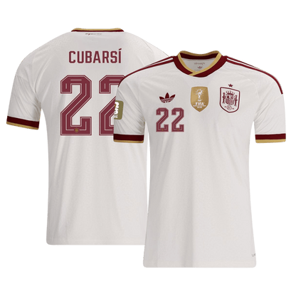 Tricouri Fotbal Spania CUBARSÍ #22 Deplasare Cupa Mondială 2026 Authentic - Champion Edition